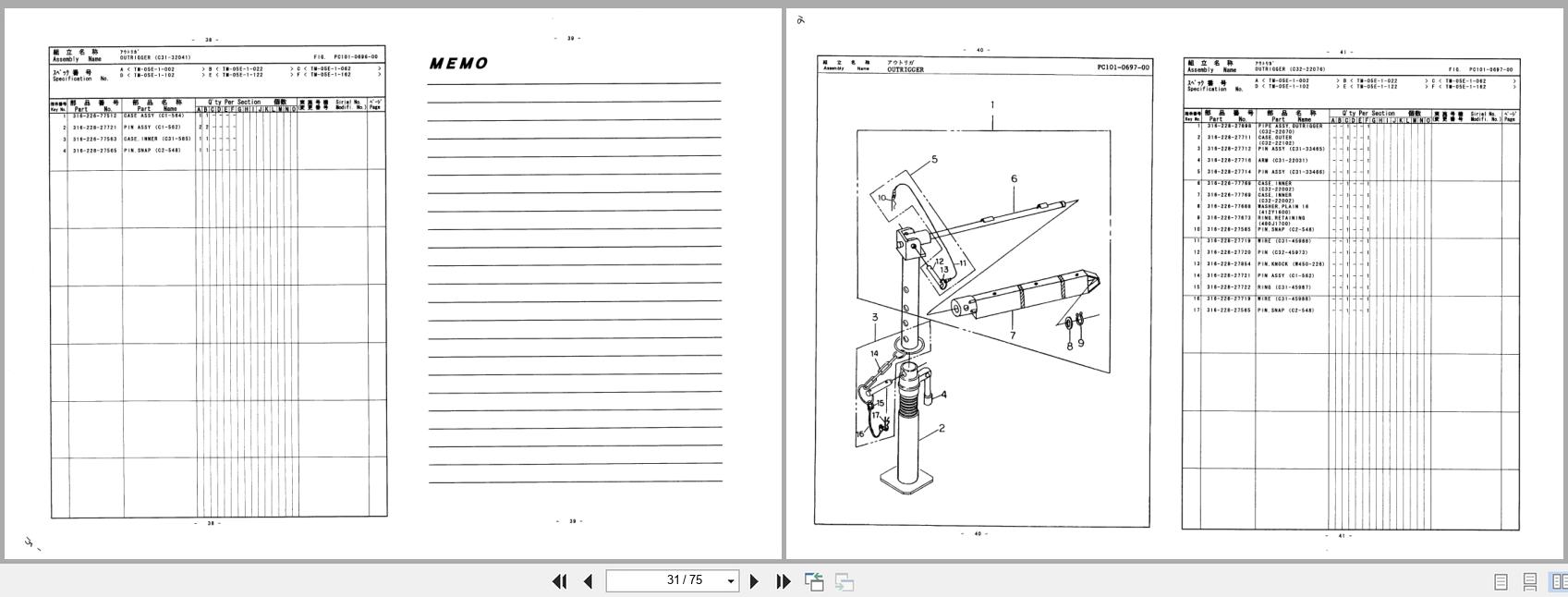 Tadano Crane TM E050 Parts Catalog TM E050 1 P2 1EJ 2000 EN JP (2)