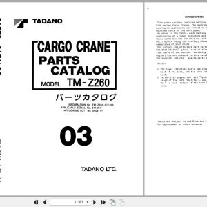 Tadano Crane TM Z260 Parts Catalog TM Z260 1 P 03 2000 EN JP (1)