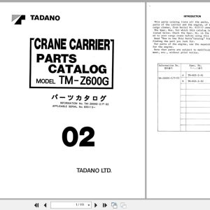 Tadano Crane TM Z600G Parts Catalog TM Z600G 2 P 02 2000 EN JP (1)