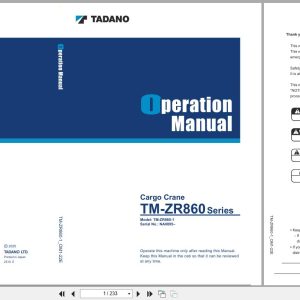 Tadano Crane TM ZR860 Series Operation Manual TM ZR860 1 OM1 22E 2025 (1)