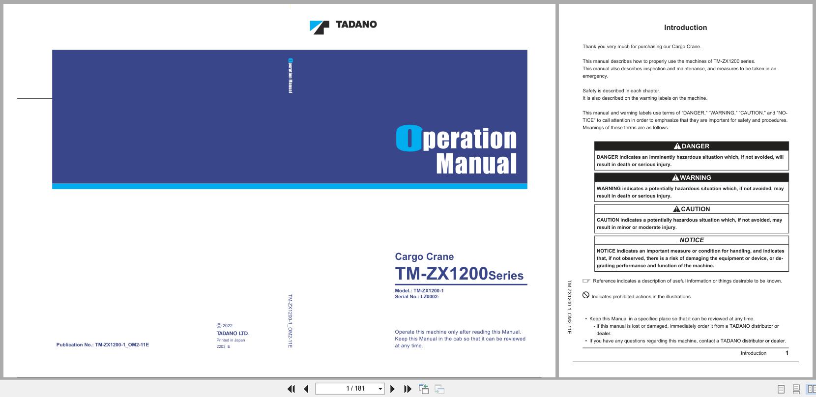 Tadano Crane TM ZX1200 Series Operation Manual TM ZX1200 1 OM2 11E 2022 (1)
