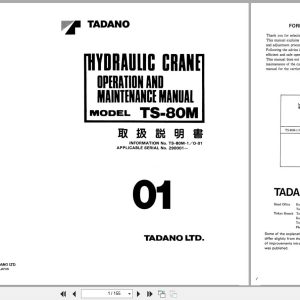 Tadano Crane TS 80M Operation and Maintenance Manual TS 80M 1 O 01 2000 EN JP (1)