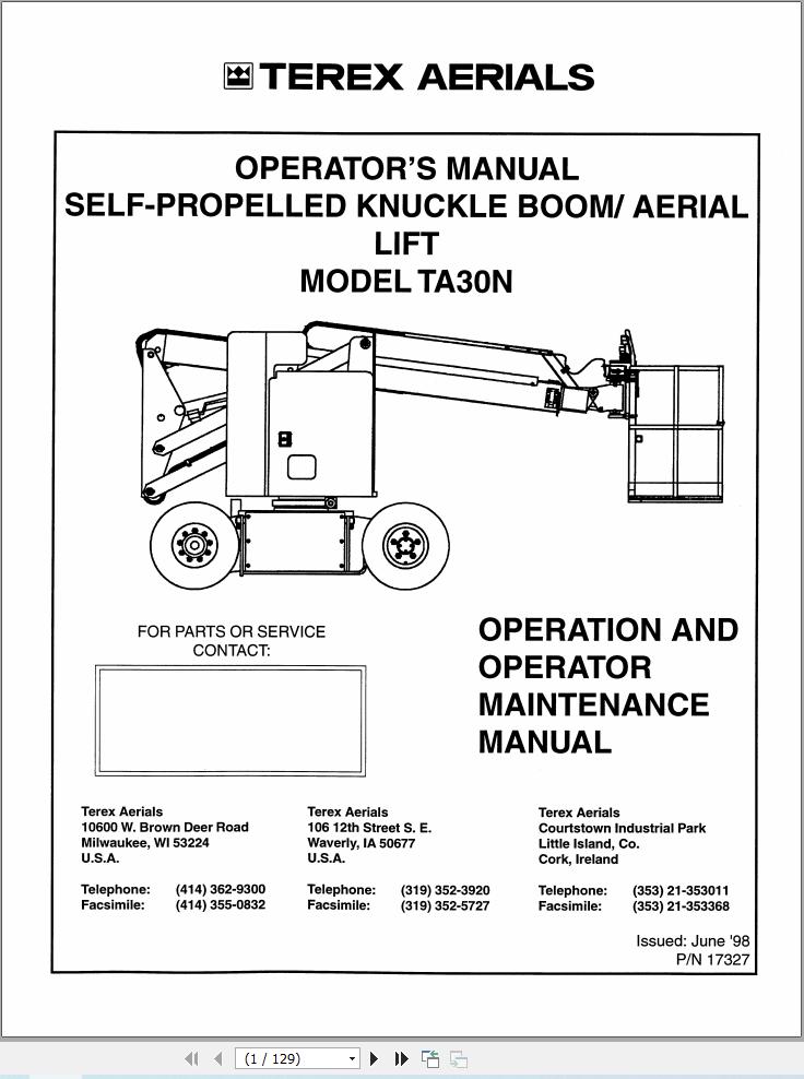 Terex Aerial Lift TA30N Operators Maintenance Manual 17327 (1)