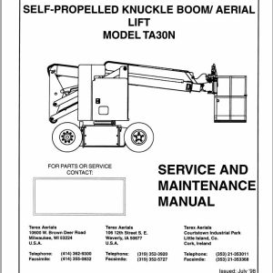 Terex Aerial Lift TA30N Service Maintenance Manual 17328 (1)