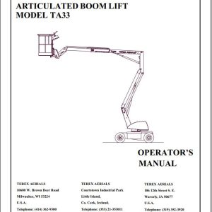 Terex Articulated Boom Lift TA33 Operators Manual 65002 0001 (1)