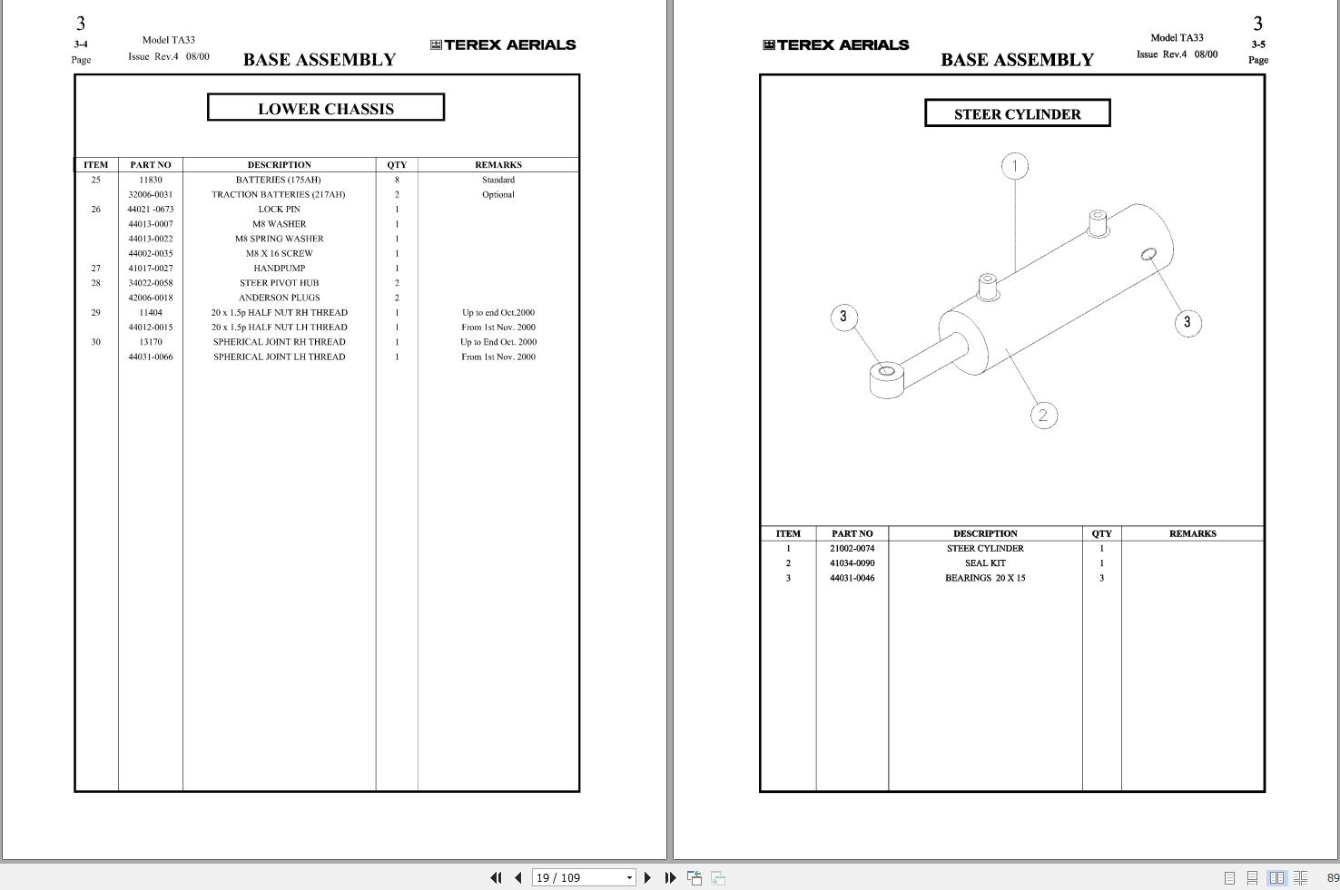 Terex Articulated Boom Lift TA33 TA30N Parts Manual 65002 0002 (2)
