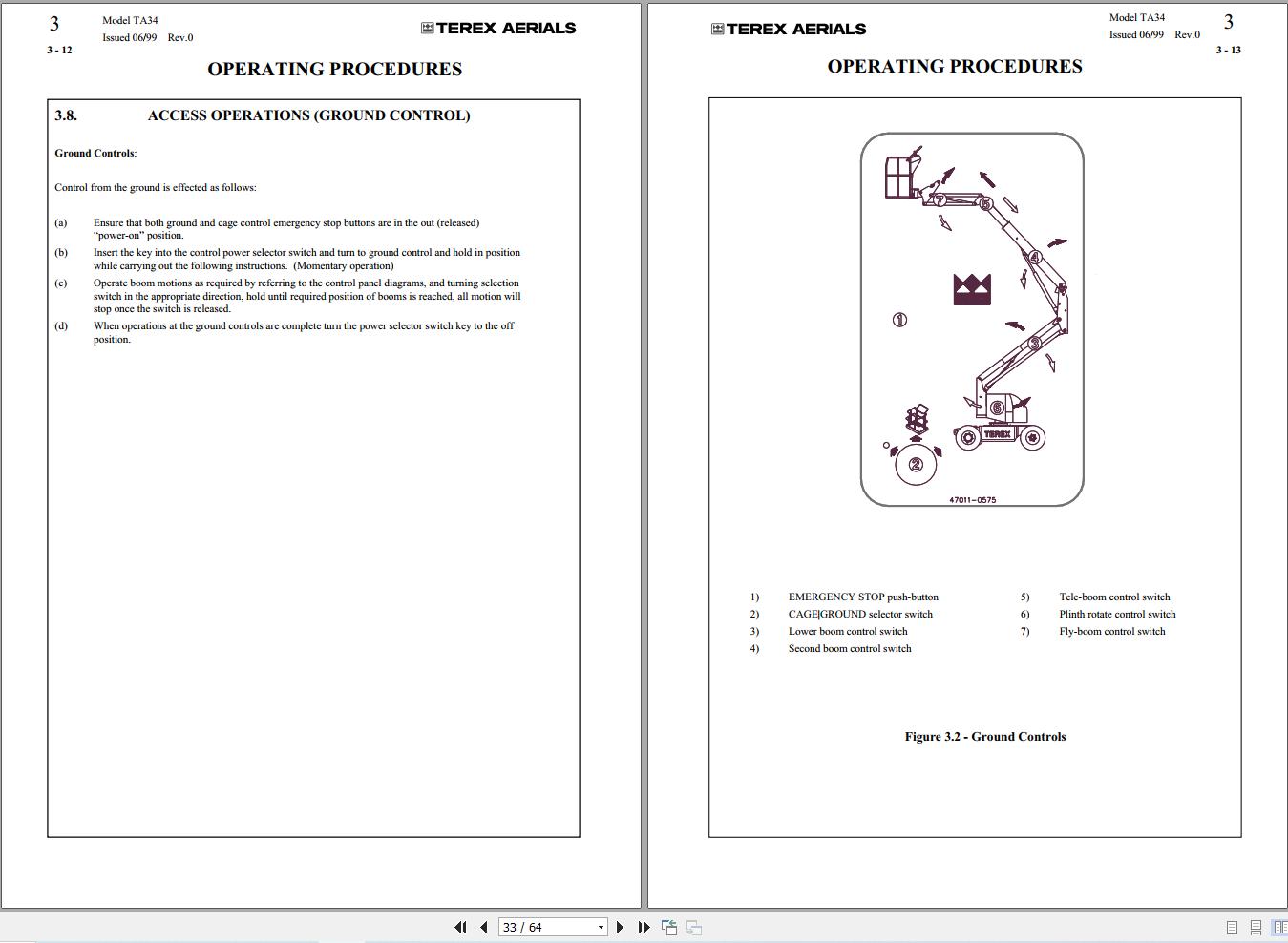 Terex Articulated Boom Lift TA34 Operators Manual 65002 0011 (2)