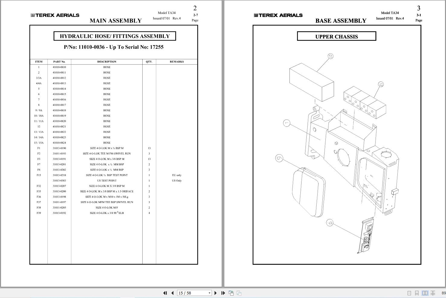 Terex Articulated Boom Lift TA34 Parts Manual 65002 0012 (2)