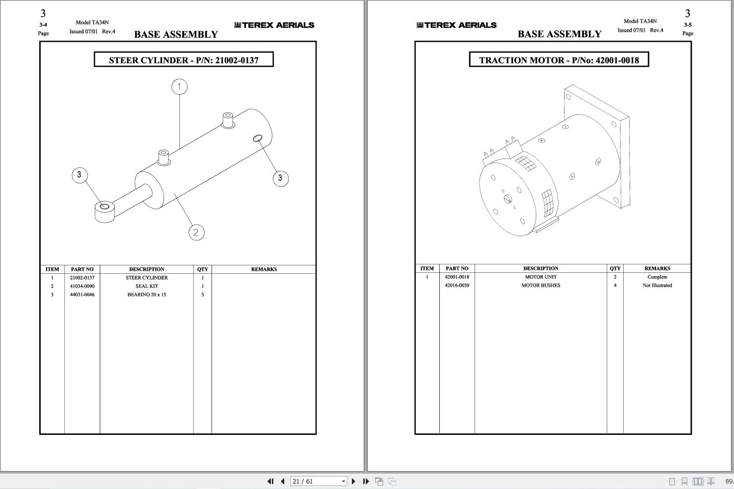 Terex Articulated Boom Lift TA34N Parts Manual 65002 0014 (2)