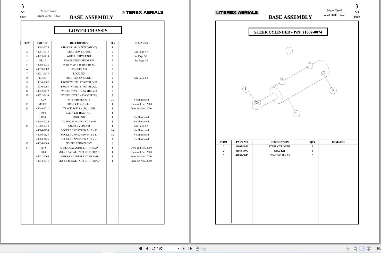 Terex Articulated Boom Lift TA40 Parts Manual 65002 0010 1 (2)