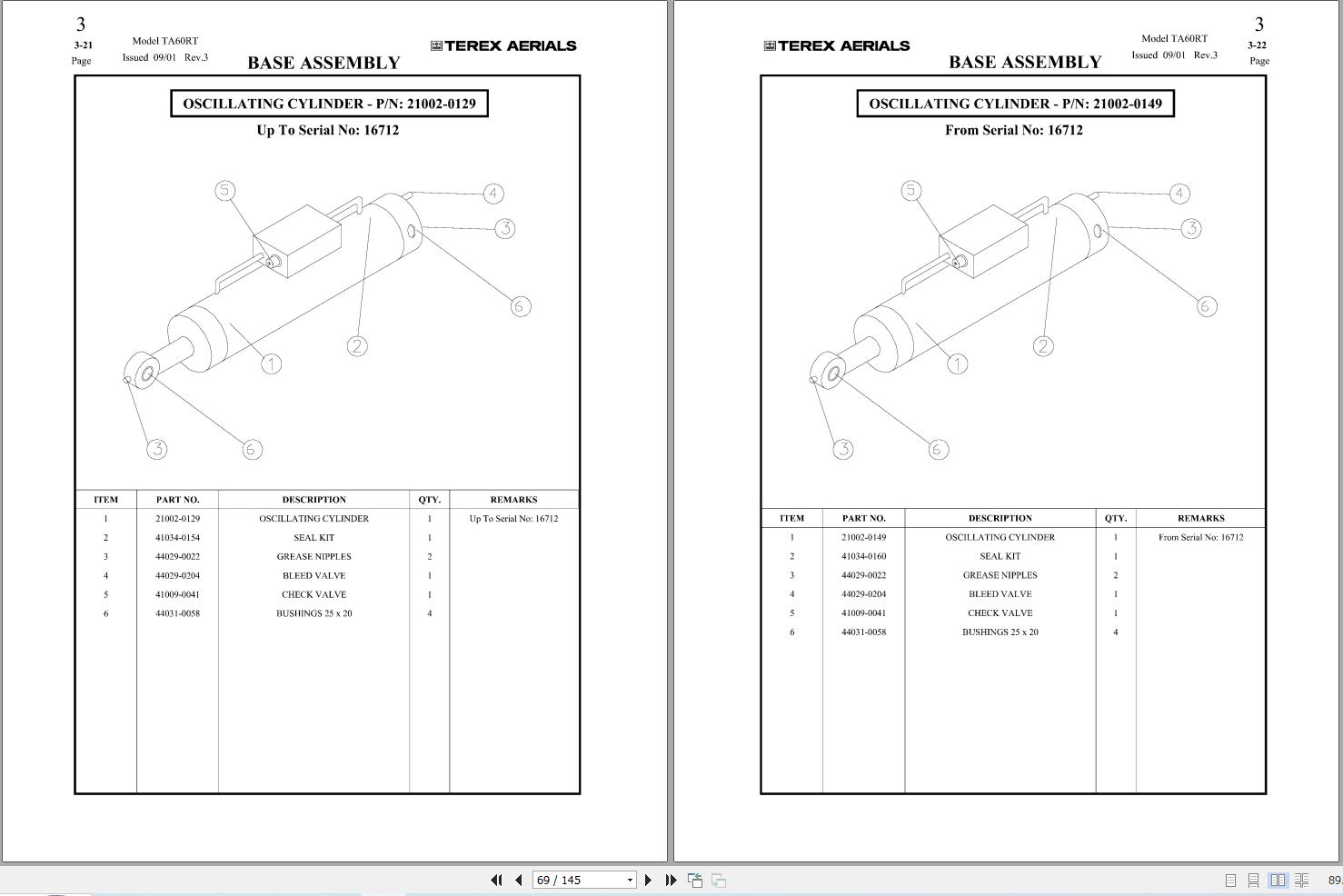 Terex Articulated Boom Lift TA60RT Parts Manual 65002 0016 (2)
