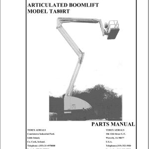 Terex Articulated Boom Lift TA80RT Parts Manual 65002 0022 (1)