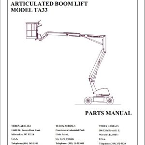 Terex Articulated Boom Lift TB33 Parts Manual 65002 0002 (1)