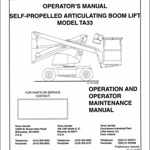Terex Boom Lift TA33 Operation Maintenance Manual 17319 (1)