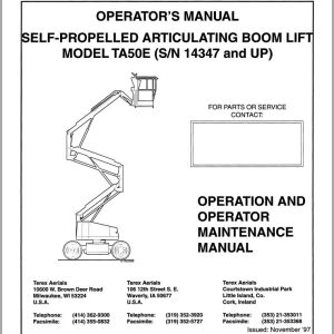 Terex Boom Lift TA50E Operators Maintenance Manual 17324 (1)