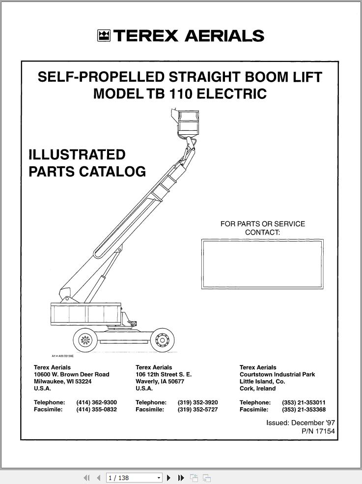 Terex Boom Lift TB110 Parts Manual 17154 (1)