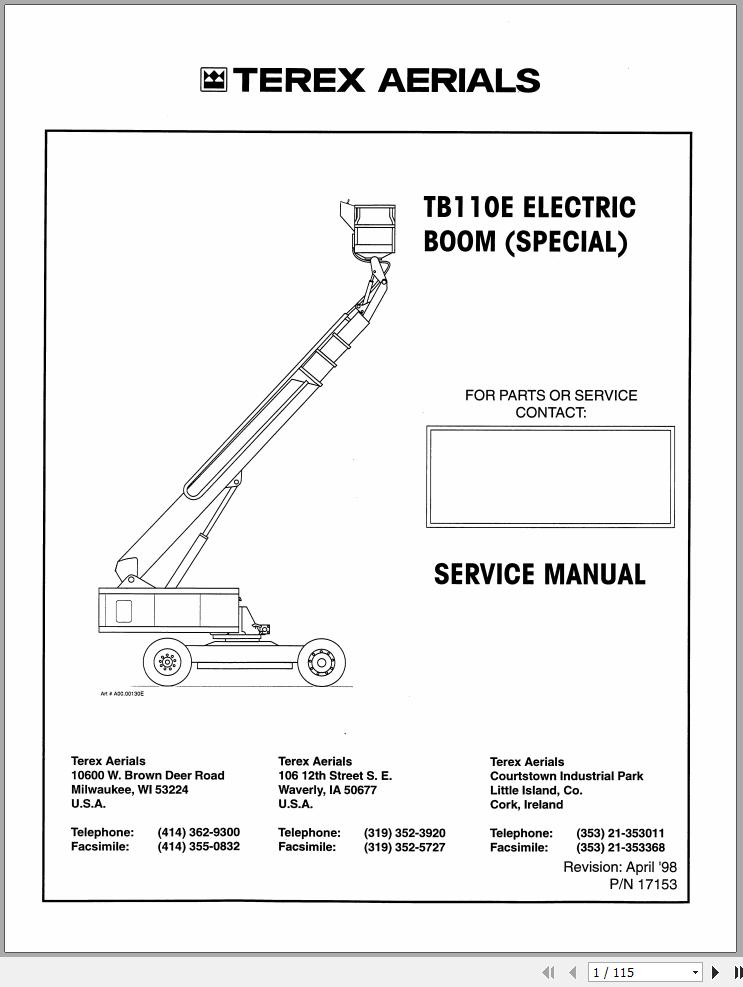 Terex Boom Lift TB110E Service Manual 17153 (1)