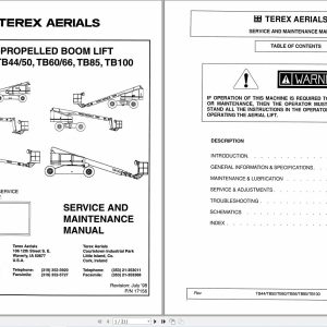 Terex Boom Lift TB44 TB50 TB60 TB66 TB85 TB110 Service Manual 17156 (1)