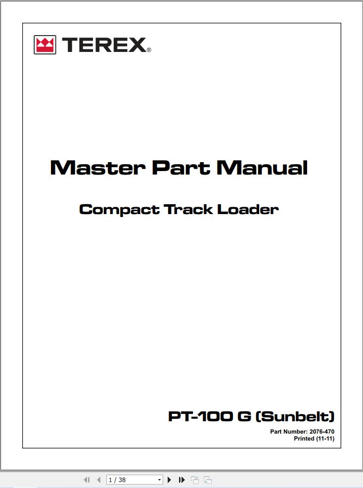 Terex Compact Track Loader PT100G Master Part Manual 2076 470 (1)