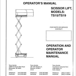 Terex Scissor Lift TS15 TS19 Operators Maintenance Manual 17248 (1)