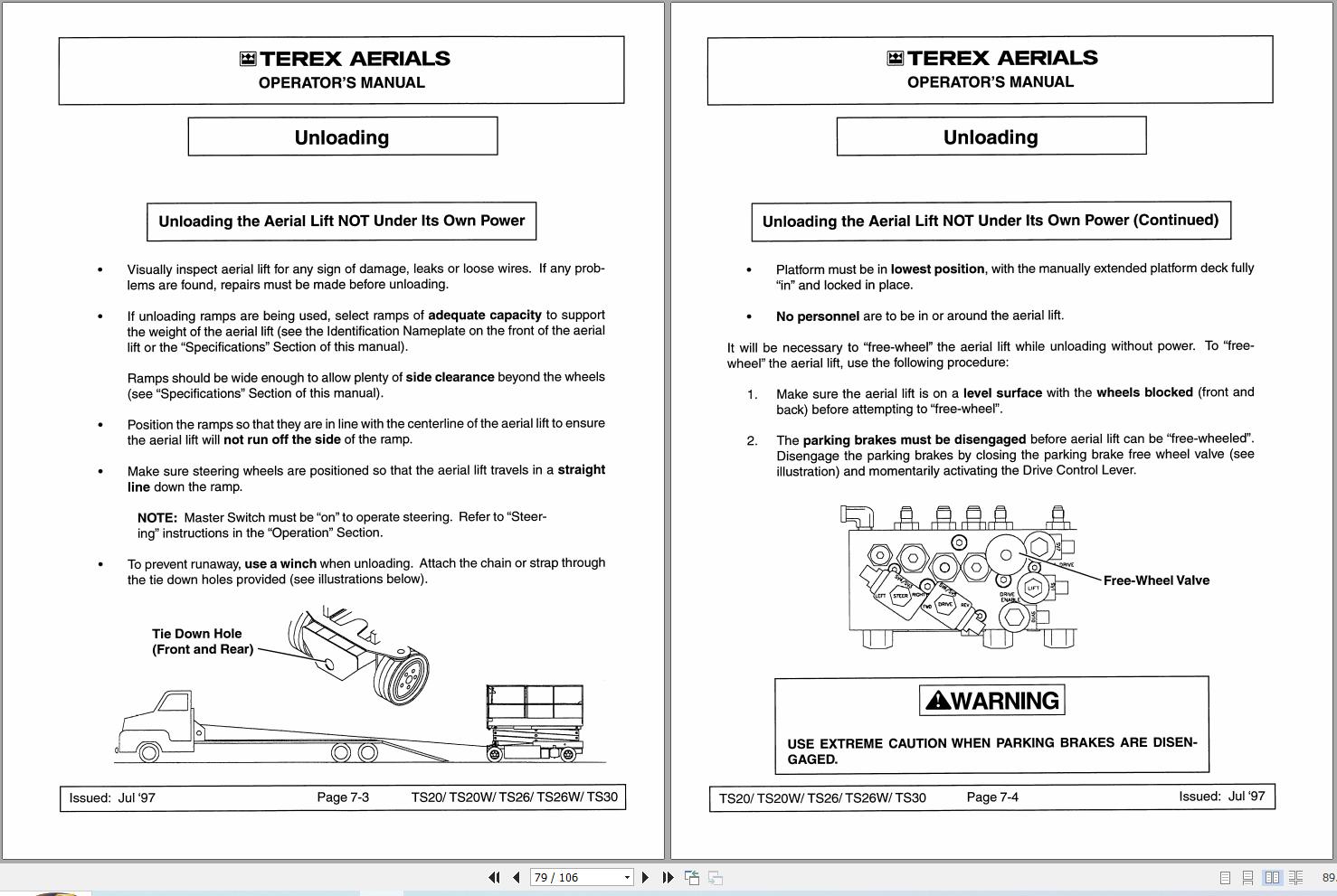 Terex Scissor Lift TS20 TS20W TS26 TS26W TS30 Operators Maintenance Manual 17246 (2)