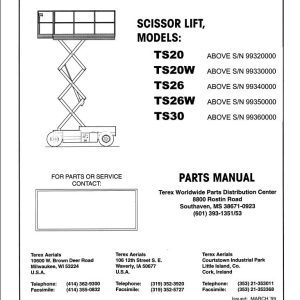 Terex Scissor Lift TS20 TS20W TS26 TS26W TS30 Parts Manual 17273 1 (1)