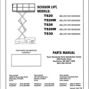 Terex Scissor Lift TS20 TS20W TS26 TS26W TS30 Parts Manual 17273 (1)