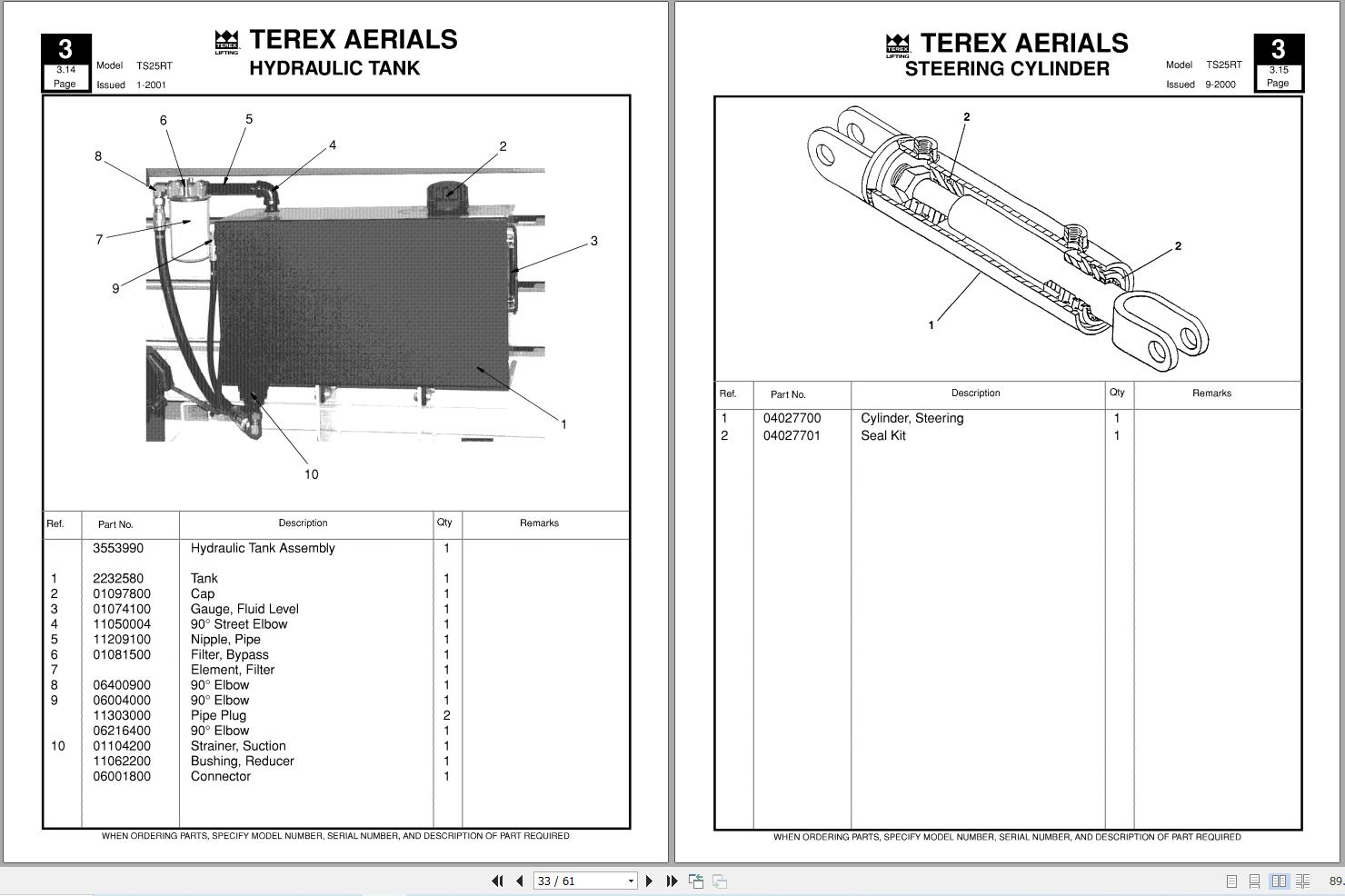 Terex Scissor Lift TS25RT Parts Manual 12261 255 (2)