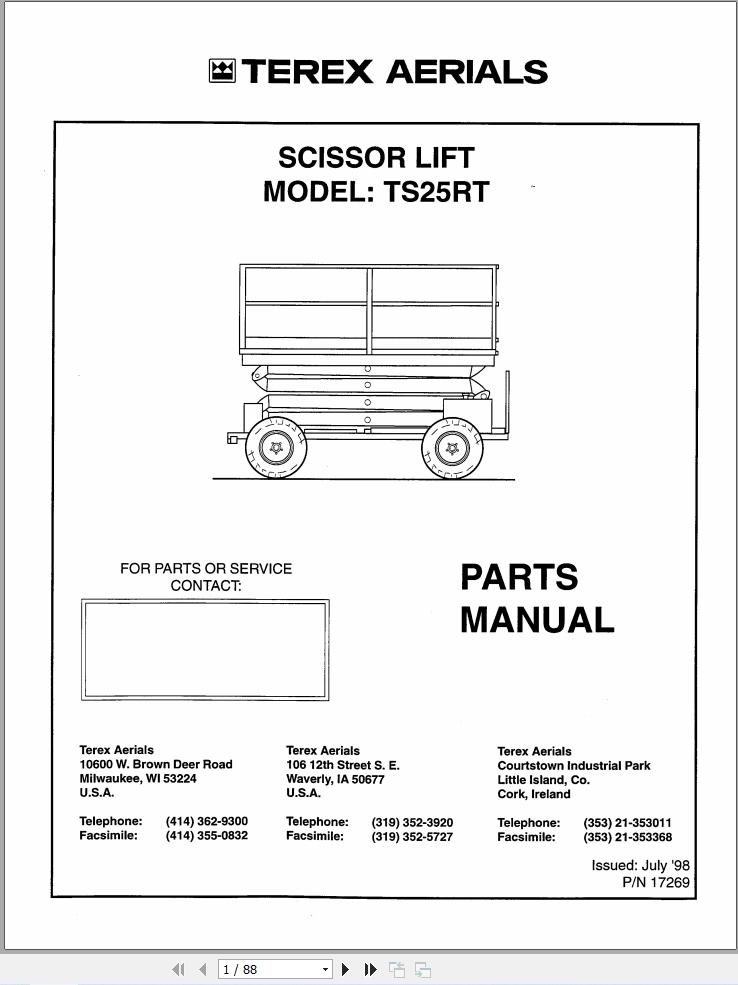 Terex Scissor Lift TS25RT Parts Manual 17269 (1)