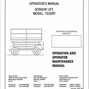 Terex Scissor Lift TS30RT Operators Maintenance Manual 17249 (1)