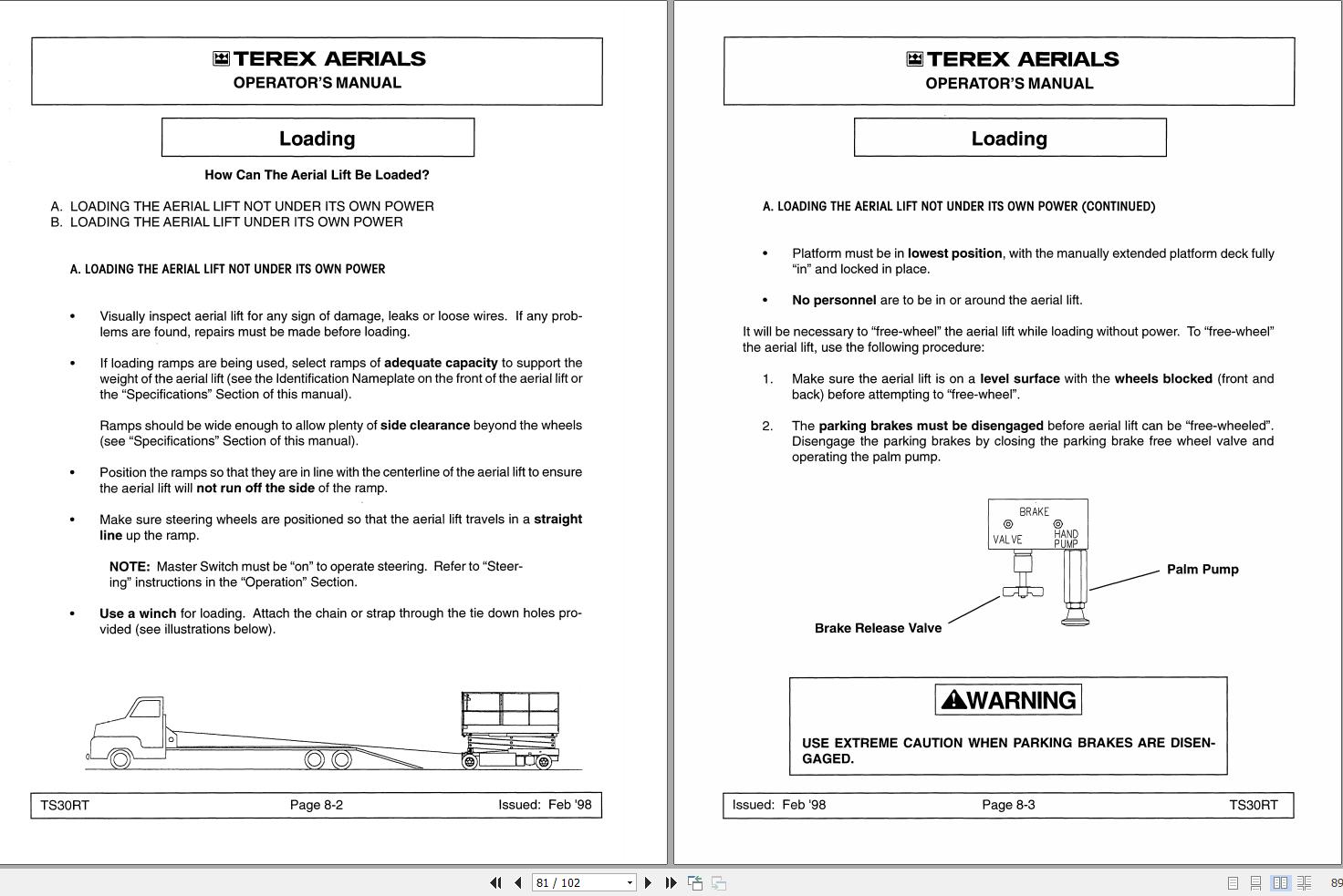 Terex Scissor Lift TS30RT Operators Maintenance Manual 17249 (2)