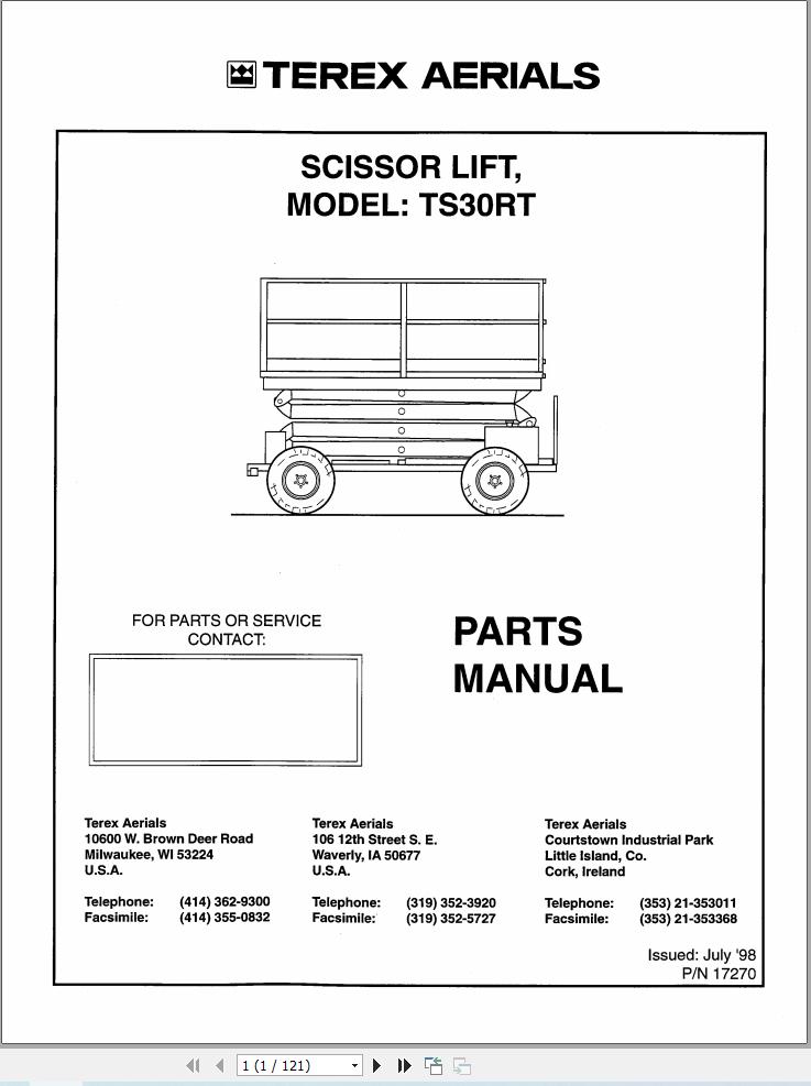 Terex Scissor Lift TS30RT Parts Manual 17270 (1)