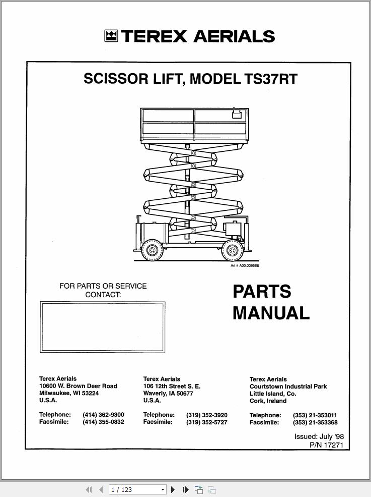 Terex Scissor Lift TS37RT Parts Manual 17271 (1)