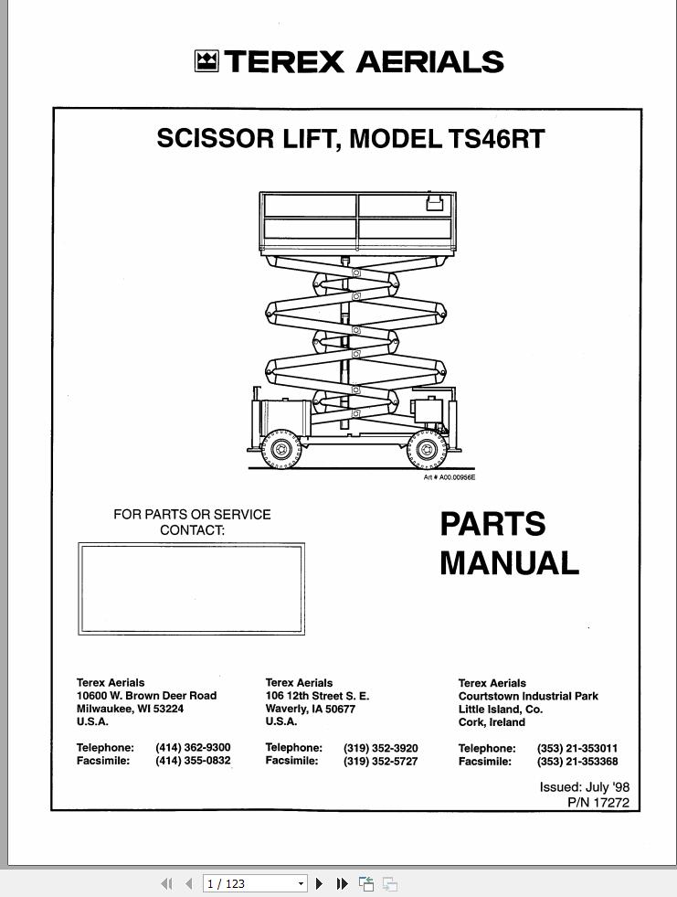 Terex Scissor Lift TS46RT Parts Manual 17272 (1)