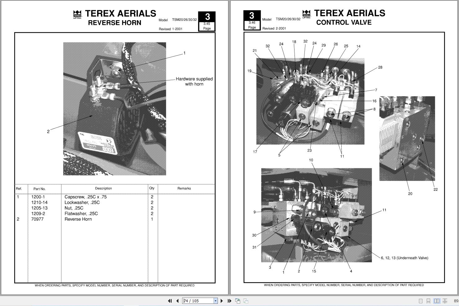 Terex Scissor Lift TSM20 TSM26 TSM30 TSM32 Parts Manual 12261 249 (2)