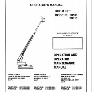 Terex Self Propelled Boom Lift TB100 TB110 Operators Maintenance Manual 17163 (1)