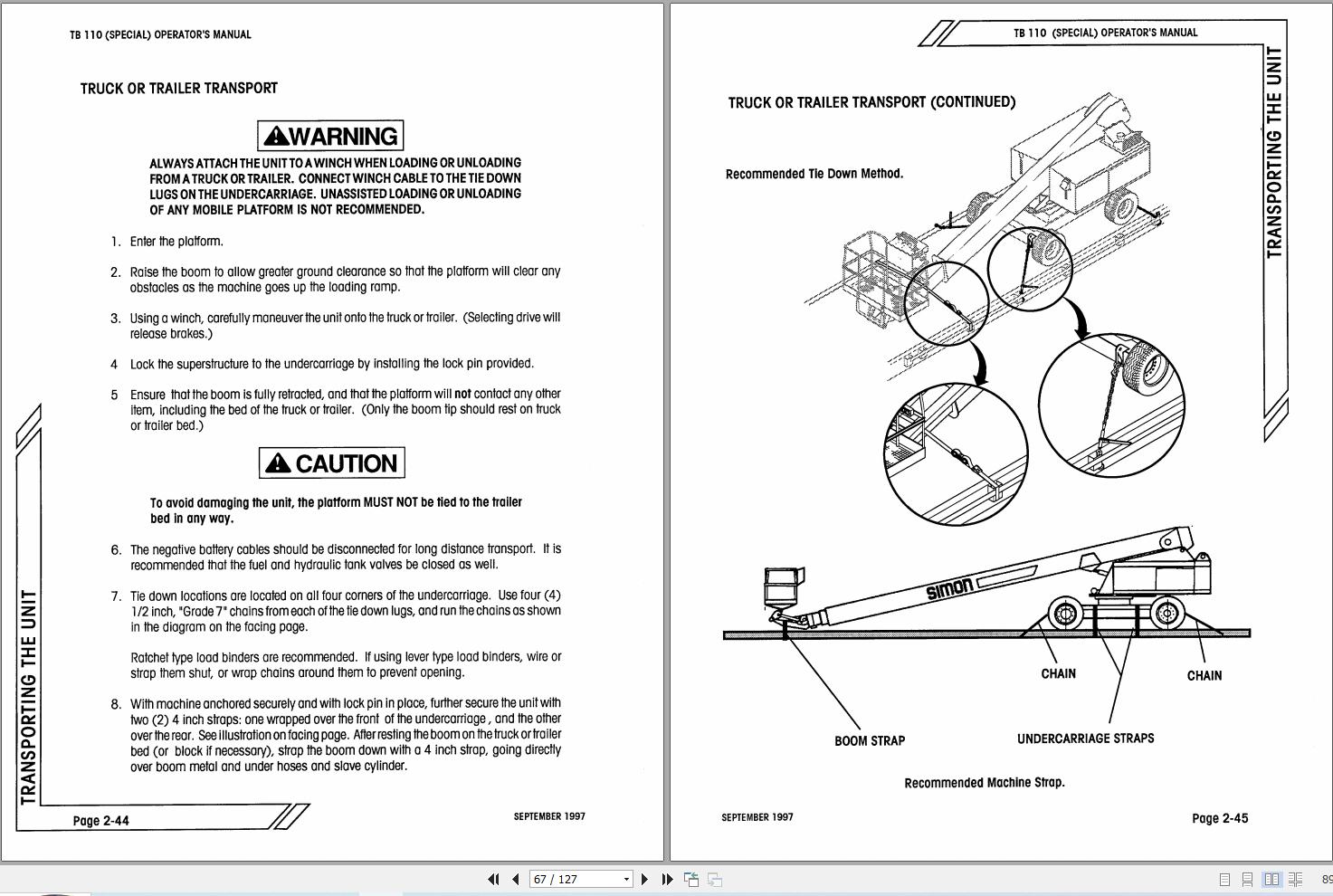 Terex Self Propelled Boom Lift TB110 Operators Maintenance Manual 17152 (2)