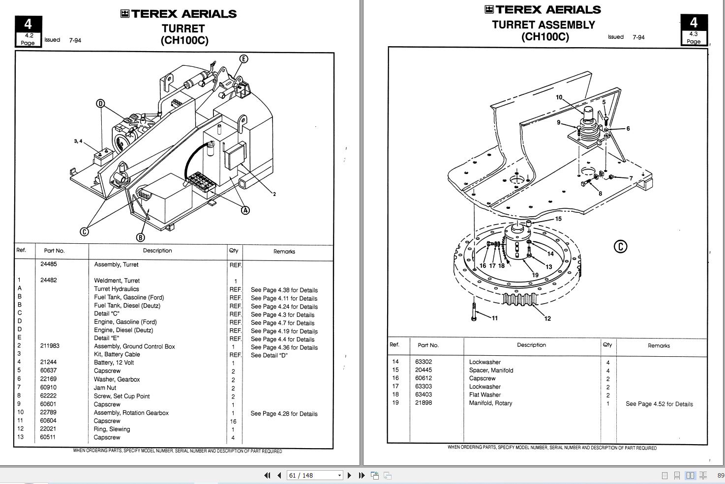 Terex Self Propelled Boom Lift TB110 Parts Manual 17164 (2)