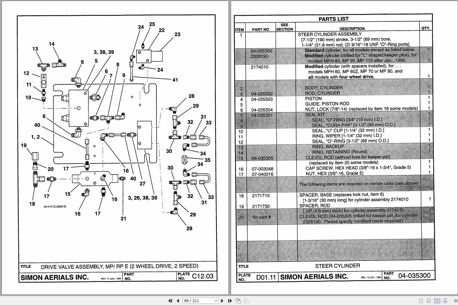 Terex Self Propelled Boom Lift TB120 Parts Manual 17158 (2)
