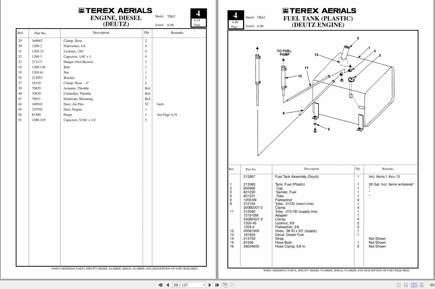 Terex Self Propelled Boom Lift TB42 Parts Manual 12261 232 (2)