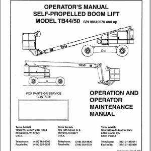 Terex Self Propelled Boom Lift TB44 TB50 Operators Manual 17147 1 (1)