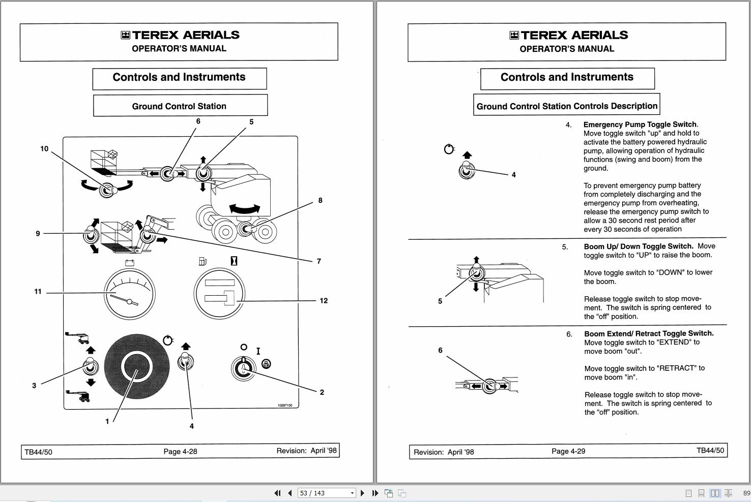 Terex Self Propelled Boom Lift TB44 TB50 Operators Manual 17147 1 (2)
