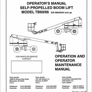 Terex Self Propelled Boom Lift TB60 TB66 Operators Maintenance Manual 17149 1 (1)