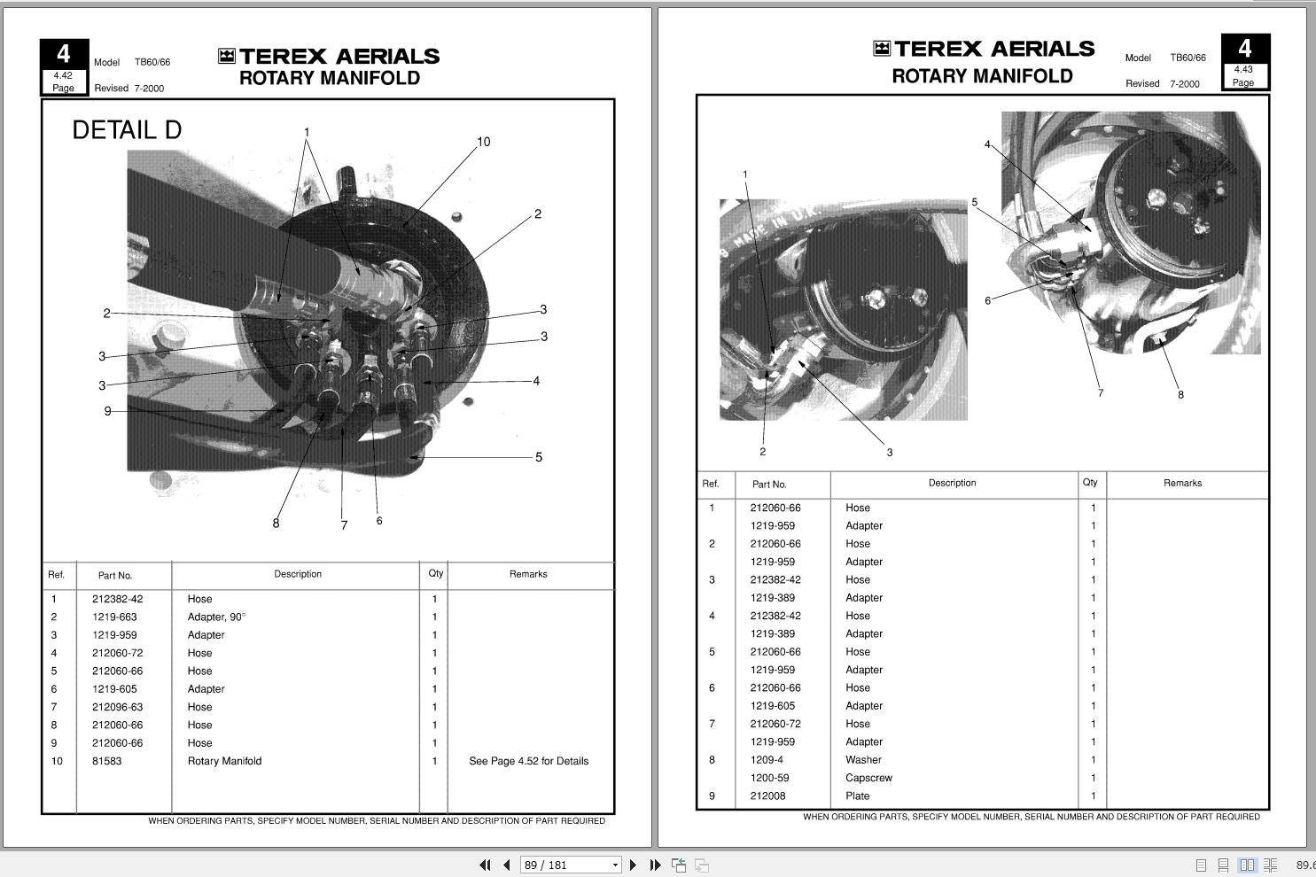Terex Self Propelled Boom Lift TB60 TB66 Parts Manual 17162 (2)