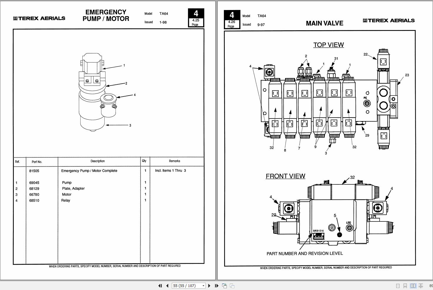 Terex Self Propelled Boom TA64 Parts Manual 17322 (2)