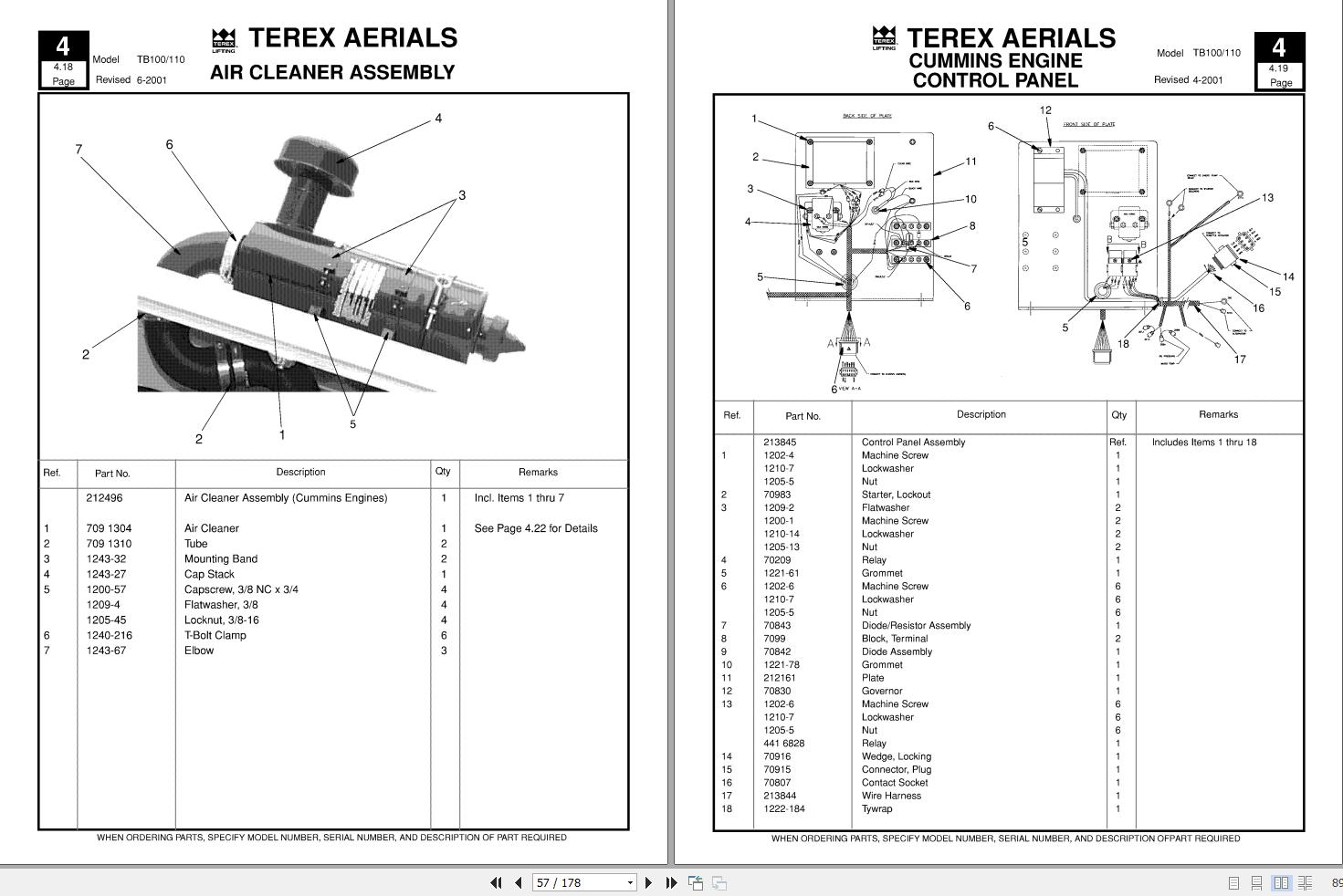 Terex Self Propelled Boom TB100 TB110 Parts Manual 17164 (2)