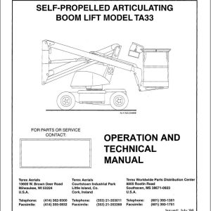 Terex Self Propelled Knuckle Boom Lift TA33 Operation Technical Manual 17331 (1)