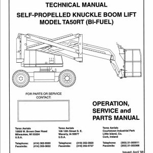Terex Self Propelled Knuckle Boom Lift TA50RT Operation Service Parts Manual 17326 (1)
