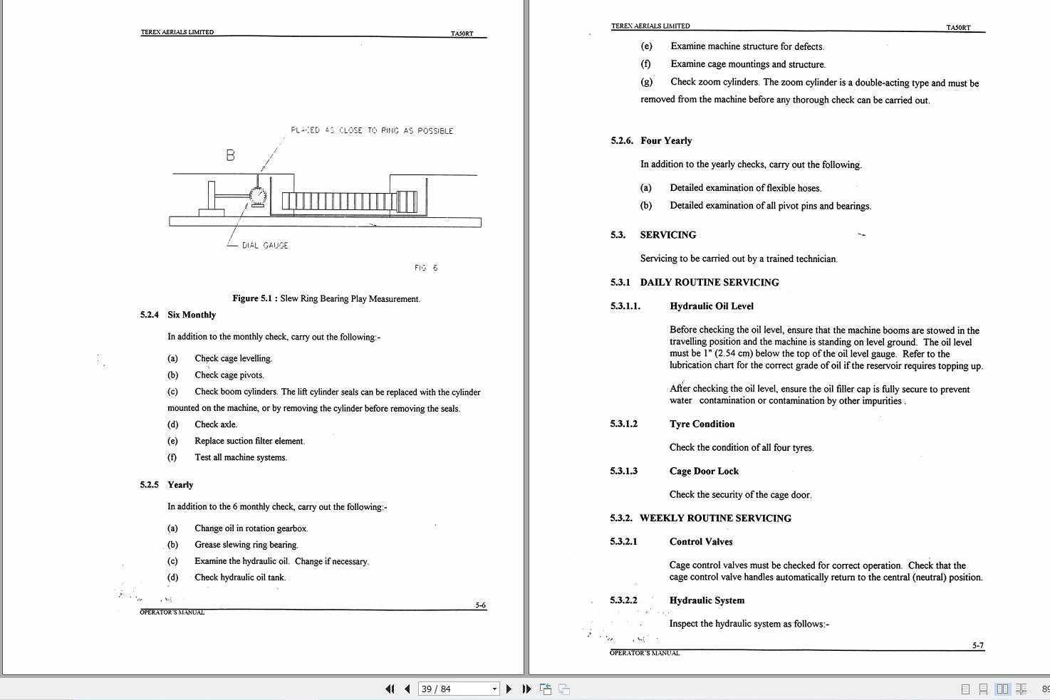 Terex Self Propelled Knuckle Boom Lift TA50RT Operation Service Parts Manual 17326 (2)