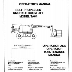 Terex Self Propelled Knuckle Boom Lift TA64 Operation Maintenance Manual 17318 (1)